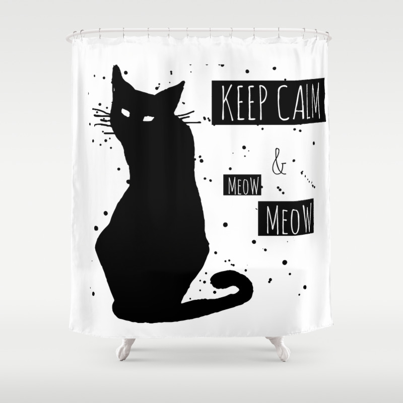 Hand Drawn Grange Black Cat Shower Curtain By Juliablnk Society6