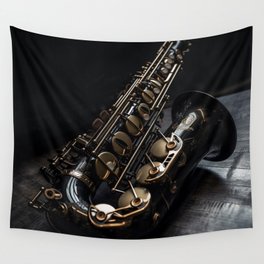 Darkhaven Black Nickel Saxophone Wall Tapestry
