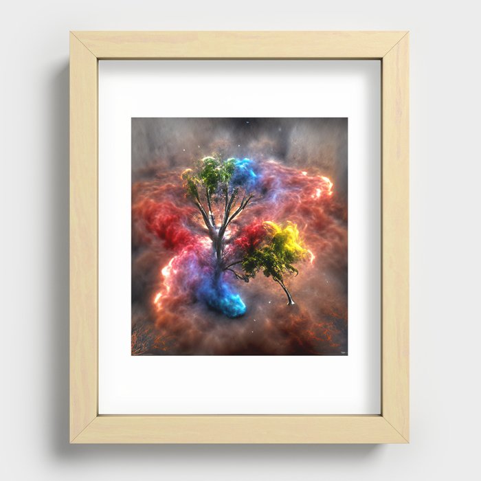 Tree in nebula Recessed Framed Print