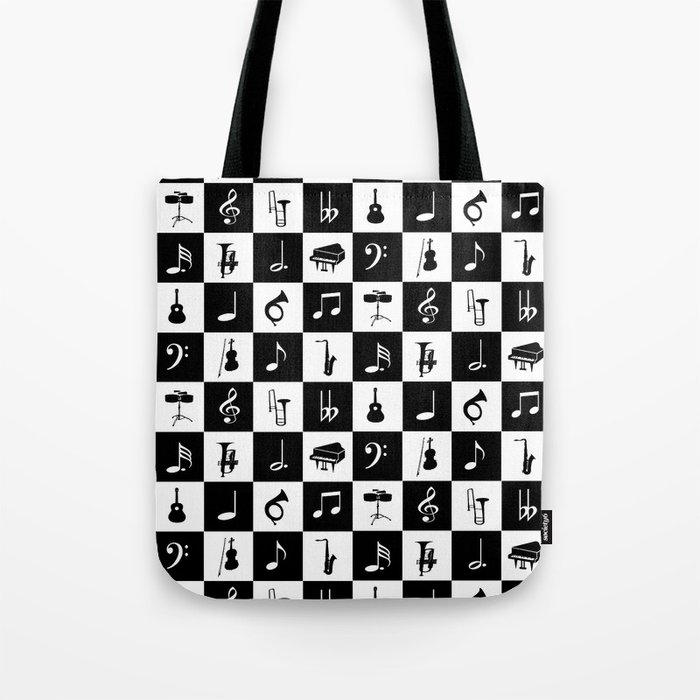 Contemporary Music themed checks Tote Bag