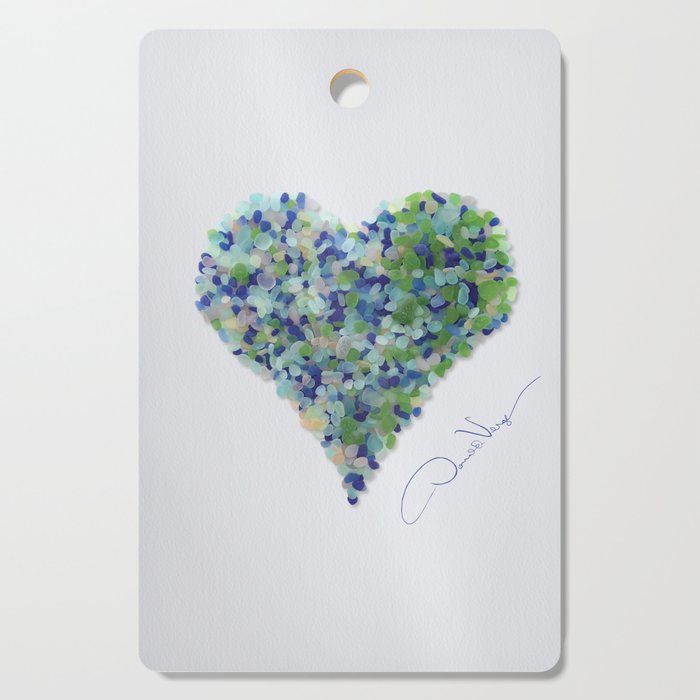LOVE RAIN Sea Glass Heart Multicolored Valentines Day Gift - Donald Verger Valentine's Art Cutting Board