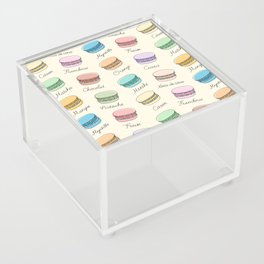 French Macarons Pattern on Vanilla Acrylic Box