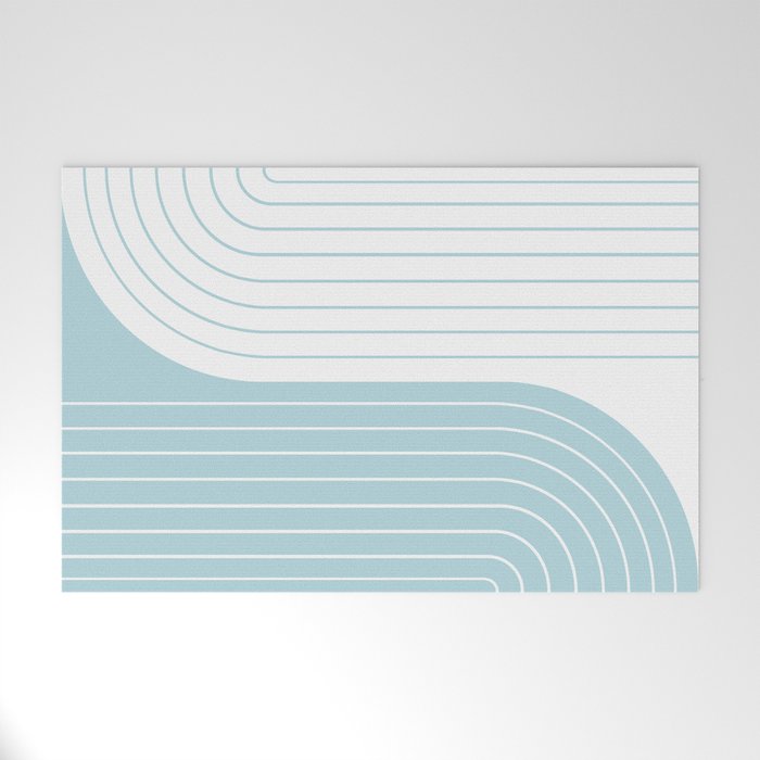 Two Tone Line Curvature XV - Sky Blue Welcome Mat