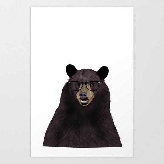 Hipster Bear Art Print