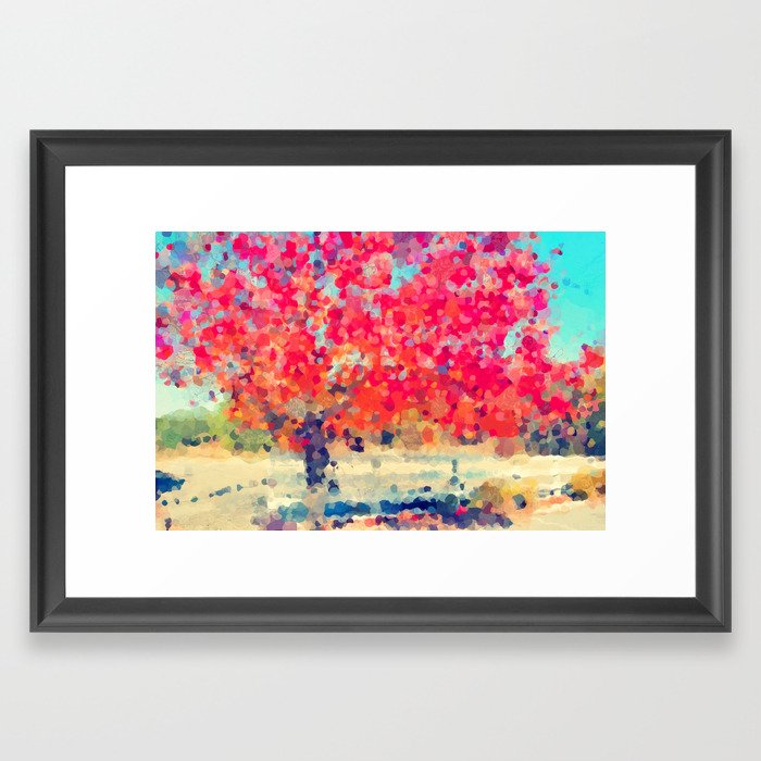 Orange Tree Watercolor digital Framed Art Print