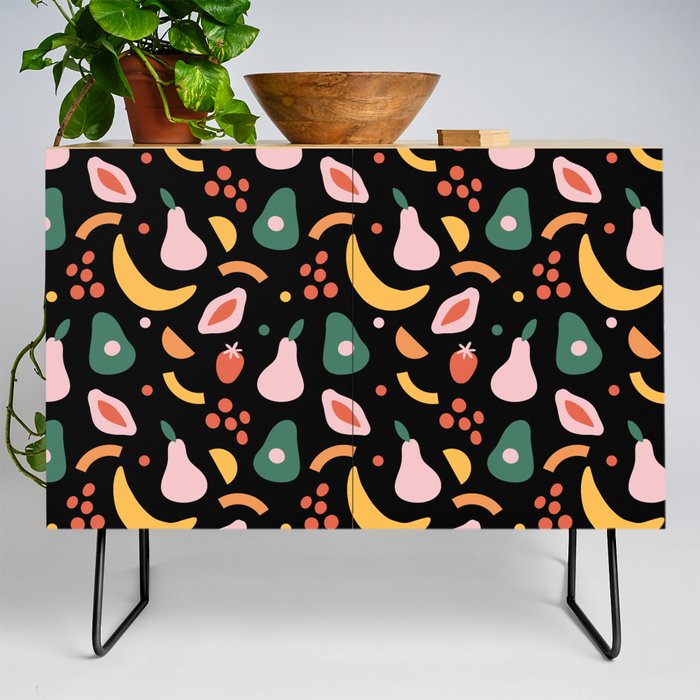 Abstract Fruits Pattern Credenza