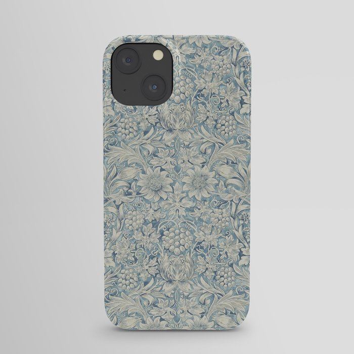 William Morris Vintage Sunflower Blue Slate & Vellum iPhone Case