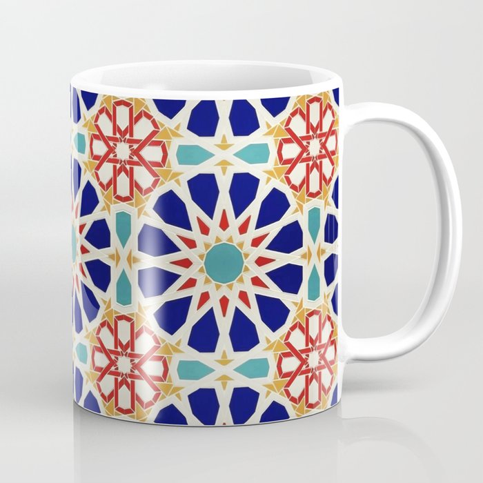Geometric traditional Andalusian Moroccan Zellige Tiles Style Coffee Mug