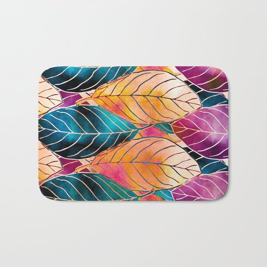 Colorful Leaves Pattern Bath Mat