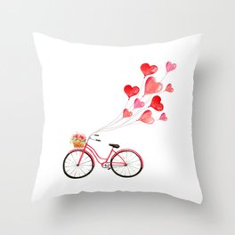 Love on a bicycle Throw Pillow