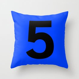Number 5 (Black & Blue) Throw Pillow