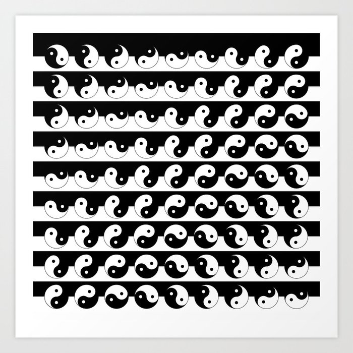 Fluidity | Yin Yang Art Pattern Black & White Art Print