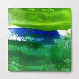 Encaustic Abstract No.27A by Kathy Morton Stanion Metal Print | Modern, Colorful, Royalblue, Landscape, Homedecor, Contemporary, White, Encaustic, Nature, Meadow 