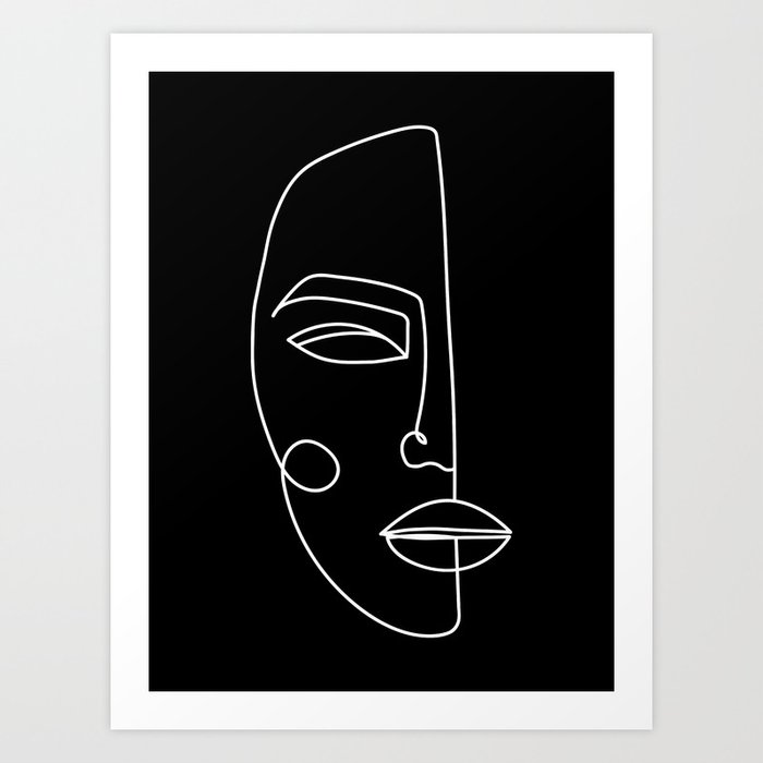 Face Minimal Black Art Print