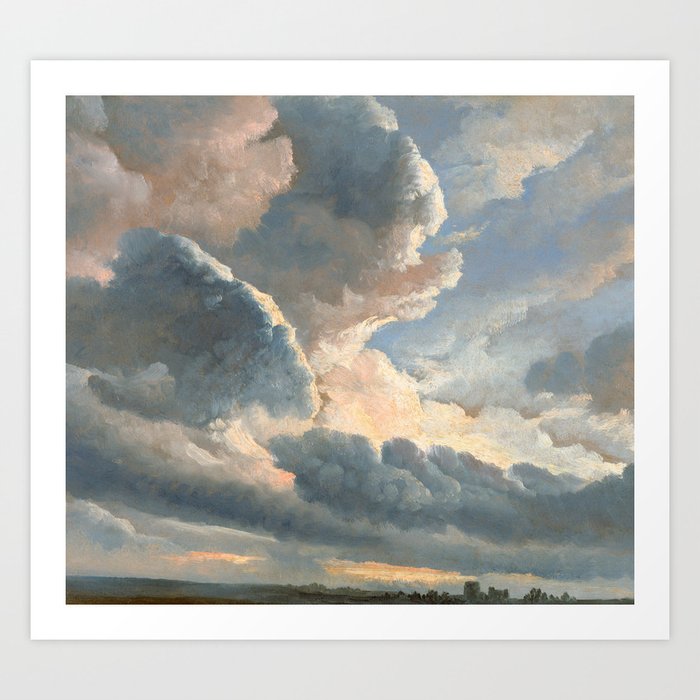 Study of Clouds with a Sunset Near Rome  Art Print