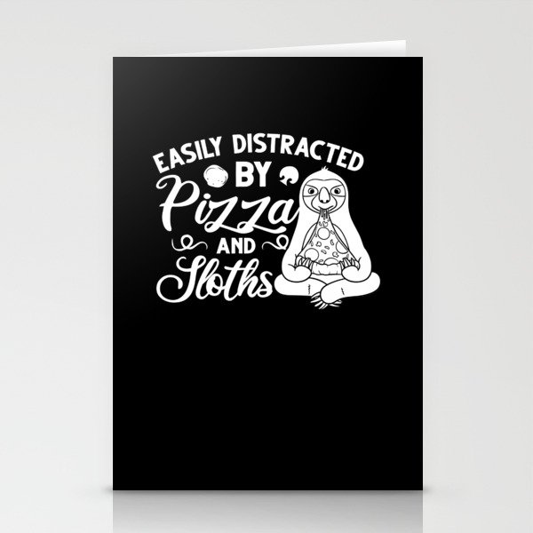 Sloth Eating Pizza Delivery Pizzeria Italian Stationery Cards