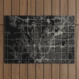 Olathe USA - black and white city map Outdoor Rug