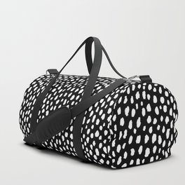 Handmade polka dot brush strokes (black and white reverse dalmatian) Duffle Bag