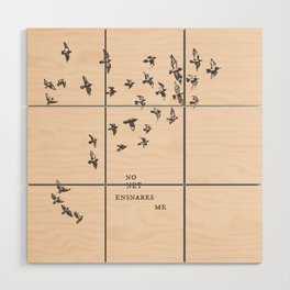 "No net ensnares me" + flock of birds - Jane Eyre quote, Charlotte Bronte (pale pink background) Wood Wall Art