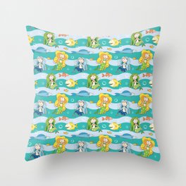 Pattern with mermaids. Throw Pillow