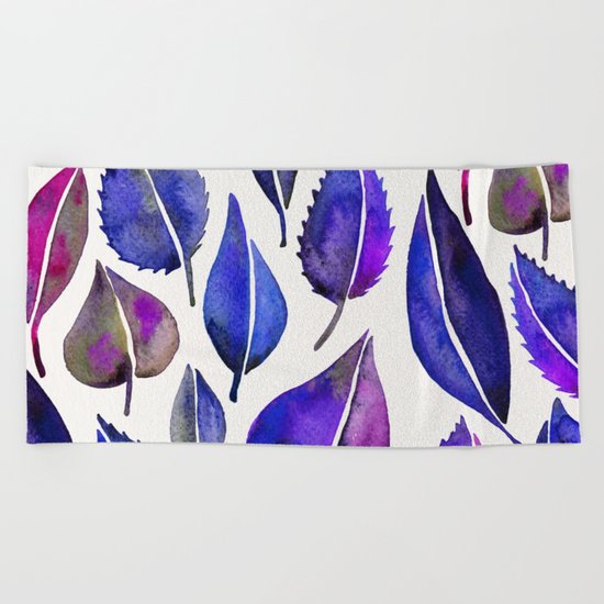 Indigo Leaves Beach Towel