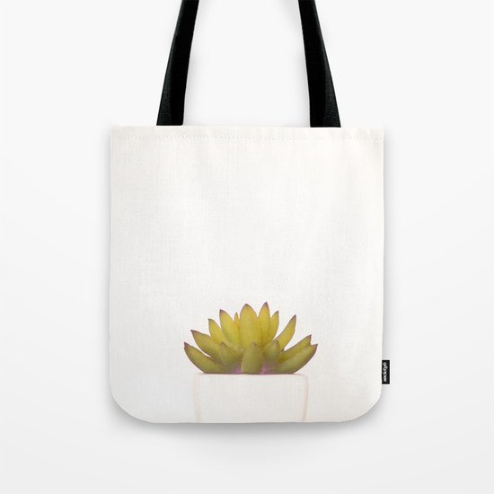 Cactus in flower pot on white background Tote Bag