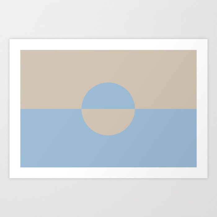 Pastel Blue & Beige Minimal Circle Design 2 2021 Color of the Year Earth's Harmony & Oatmeal Beige Art Print