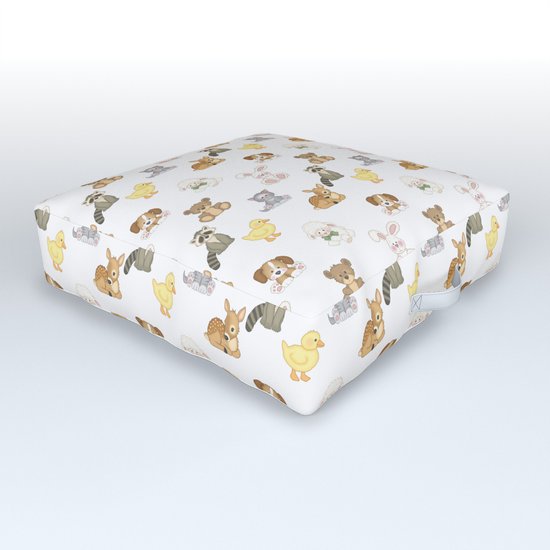 Cute Woodland Farm Baby Animals Nursery Outdoor Floor Cushion By Cute Woodland Farm Baby Animals Nursery