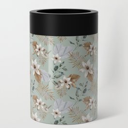 Tropical Floral Leaves Pattern Can Cooler