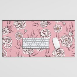 Light Pink Pastel Vintage Flower Power Floral Pattern Desk Mat