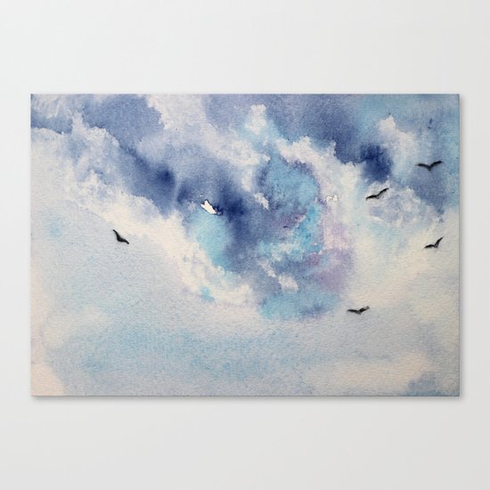 Dramatic sky || watercolor Canvas Print