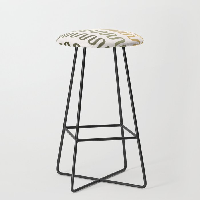 Abstract Shapes 229 in Tropical Sage Gold Earthy (Snake Pattern Abstraction) Bar Stool