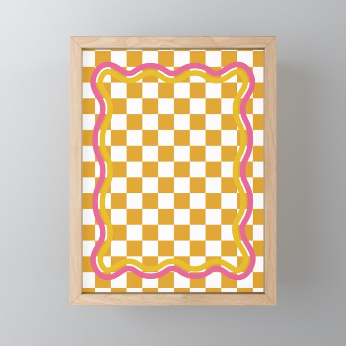 Yellow Checkerboard Framed Mini Art Print
