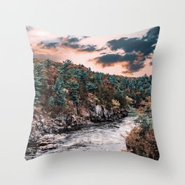 River in Autumn-Minnesota Nature Throw Pillow