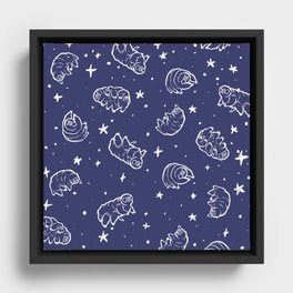 Tardigrades in Space Blue Framed Canvas