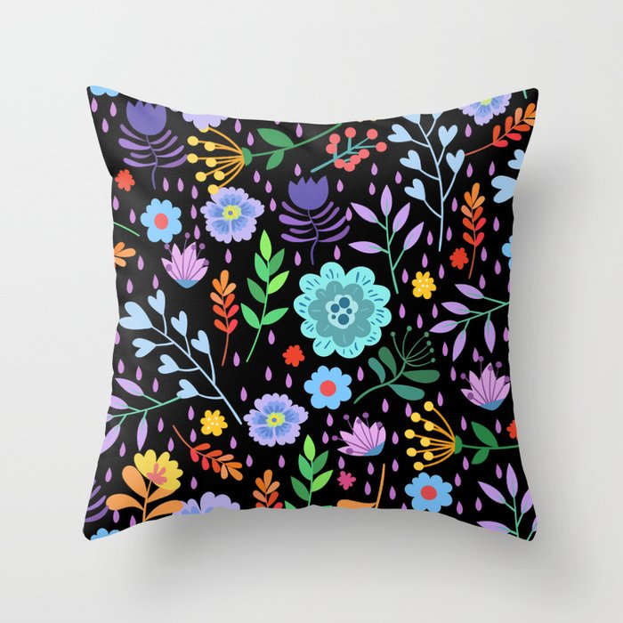 Cute colorful mixed flowers pattern Throw Pillow