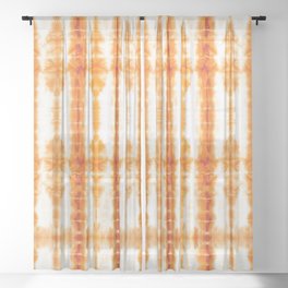 Tangerine Tiki Shibori Sheer Curtain