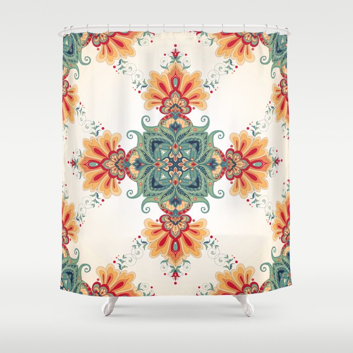 vintage seamless background. Beautiful floral oriental pattern in vintage style.  Shower Curtain