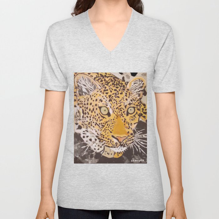 Leopard V Neck T Shirt