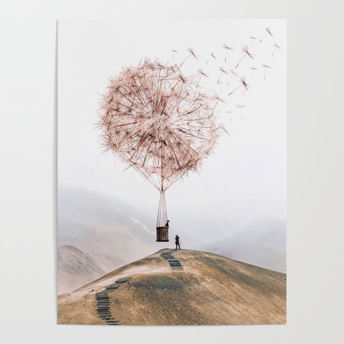 Flying Dandelion Poster