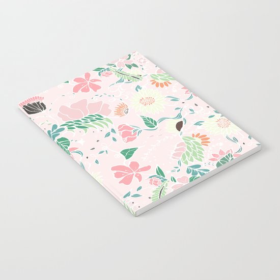 Modern pastel floral handdrawn blush pink illustration Notebook