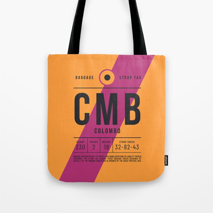 Luggage Tag E CMB Colombo Sri Lanka Tote Bag by neotokyo Society6