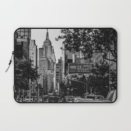 New York City Manhattan street with yellow taxi cab black and white Laptop Sleeve