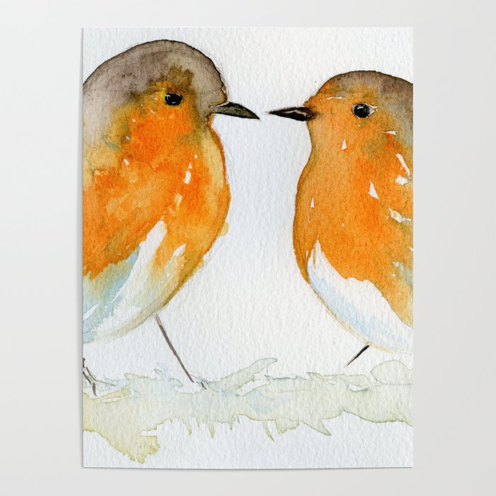 Robin Love Birds Poster