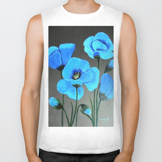 Blue poppies Biker Tank