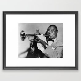 Black and White Photo of Louis Armstrong Framed Art Print
