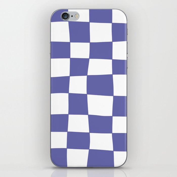 Hand Drawn Checkerboard Pattern (very peri/white) iPhone Skin