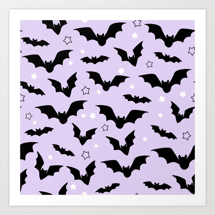 Pastel Halloween Bats Pattern Art Print