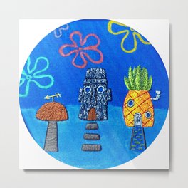 Spongebob Squarepants Conch Street Houses Embroidery Metal Print