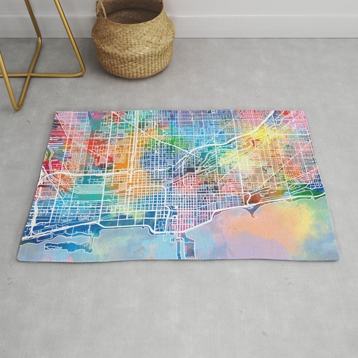 chicago map watercolor Rug